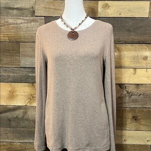 Faded Glory Women's Tan Long Sleeve Crew Neck Top